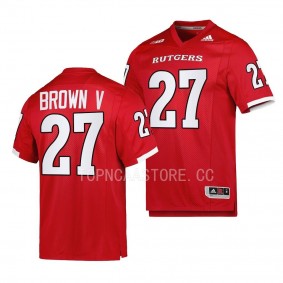 Rutgers Scarlet Knights Samuel Brown V Jersey 2022 Premier Football Scarlet #27 Men's Shirt