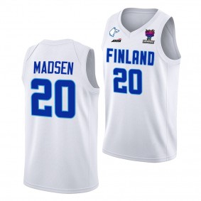 FIBA EuroBasket 2022 Finland Alexander Madsen Home White #20 Jersey