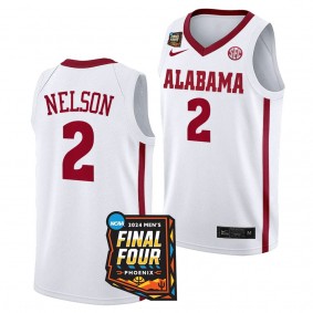 Alabama Crimson Tide Grant Nelson White #2 2024 NCAA March Madness Final Four Jersey Mens Basketball Men