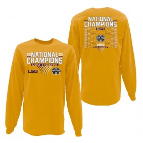 LSU Tigers 2023 NCAA Women's Basketball National Champions Bracket Long Sleeve T-Shirt Gold