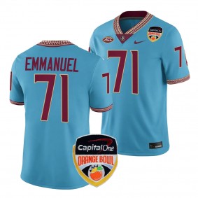 D'Mitri Emmanuel 2023 Orange Bowl Florida State Seminoles #71 Jersey Blue Men's College Football Playoff Shirt