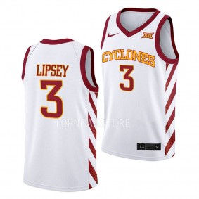 Iowa State Cyclones Tamin Lipsey White #3 Jersey 2022-23 College Basketball