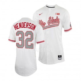 TreVeyon Henderson Ohio State Buckeyes #32 White Baseball Shirt Full-Button Jersey