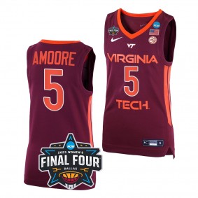Virginia Tech Hokies Georgia Amoore 2023 NCAA Final Four Womens Basketball Jersey Maroon #5